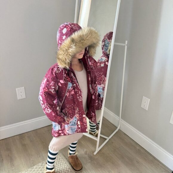 🌈 Reima 🌈 Girls' waterproof hooded jacket Muhvu Jam Red - Picture 2 of 16